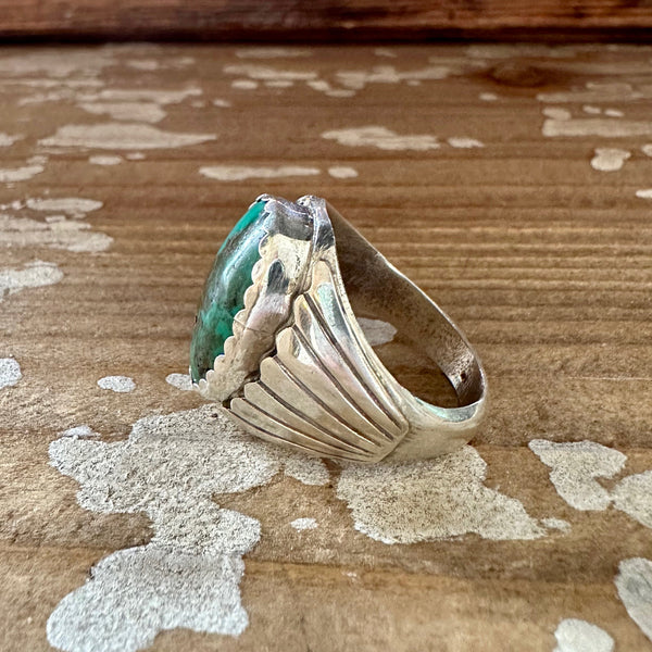 COLOR DE MI Alvery Smith Mens Ring, Sterling Silver w/ Tibetan Turquoise • Size 12