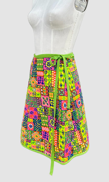 MEADOWBANK 60s Vintage Quilted Wrap Skirt • Sm. to Med.