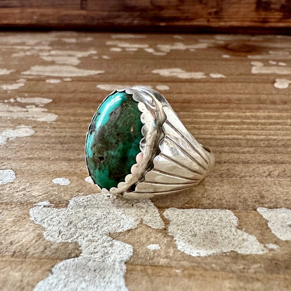 COLOR DE MI Alvery Smith Mens Ring, Sterling Silver w/ Tibetan Turquoise • Size 12