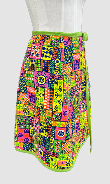 MEADOWBANK 60s Vintage Quilted Wrap Skirt • Sm. to Med.