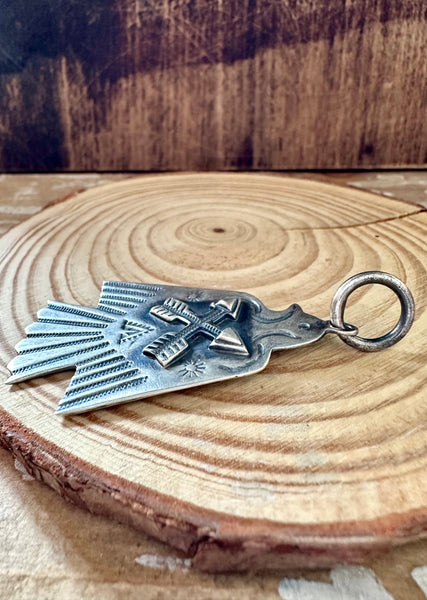 LARGE THUNDERBIRD Dan Dodson and Sterling Silver Dog Tag Charm