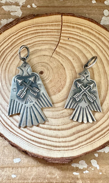 LARGE THUNDERBIRD Dan Dodson and Sterling Silver Dog Tag Charm