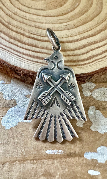 SMALL THUNDERBIRD Dan Dodson and Sterling Silver Dog Tag Charm