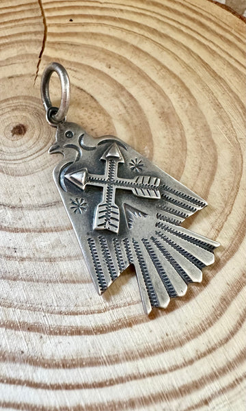 SMALL THUNDERBIRD Dan Dodson and Sterling Silver Dog Tag Charm