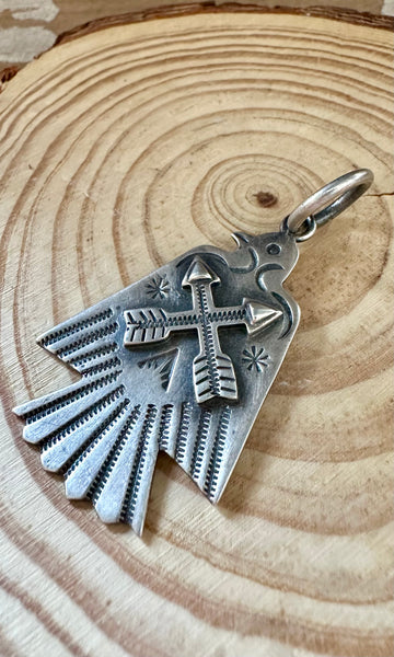 SMALL THUNDERBIRD Dan Dodson and Sterling Silver Dog Tag Charm