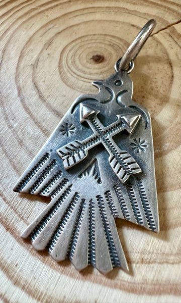SMALL THUNDERBIRD Dan Dodson and Sterling Silver Dog Tag Charm