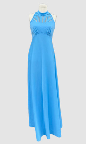 BABY BLUE Vintage 70s Maxi Dress • Small