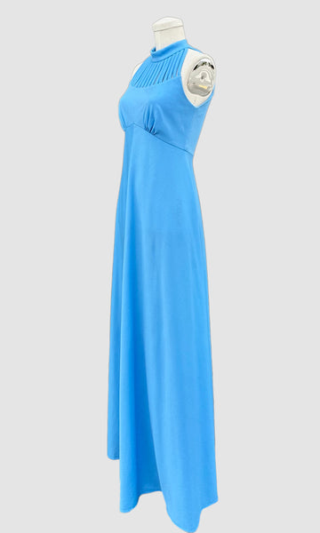 BABY BLUE Vintage 70s Maxi Dress • Small
