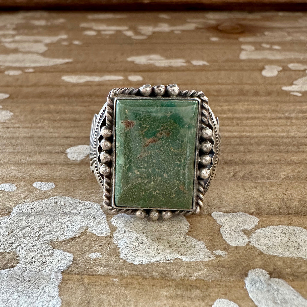 M&R CALLADITTO Navajo Handmade Men's Ring Sterling Silver w/ Turquoise • Size 13.5
