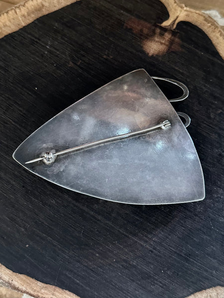 OBSIDIAN GAZING Sterling Silver and Obsidian Brooch
