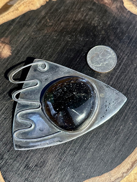 OBSIDIAN GAZING Sterling Silver and Obsidian Brooch