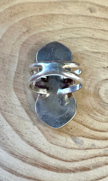 DOUBLE TROUBLE VINTAGE Turquoise & Sterling Silver Ring • Size 10 1/4