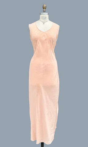 BLUSHING PEACH 30s Slik Slip Dress • Medium