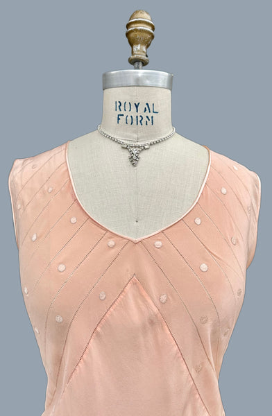 BLUSHING PEACH 30s Slik Slip Dress • Medium