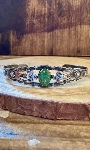 TWIN THUNDERBIRDS Turquoise and Sterling Silver Cuff