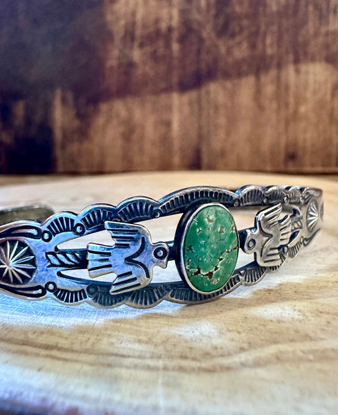 TWIN THUNDERBIRDS Turquoise and Sterling Silver Cuff