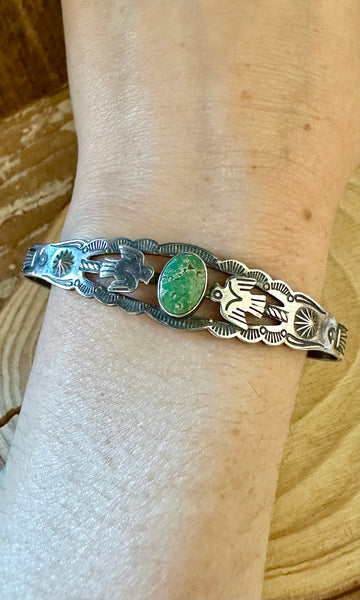 TWIN THUNDERBIRDS Turquoise and Sterling Silver Cuff
