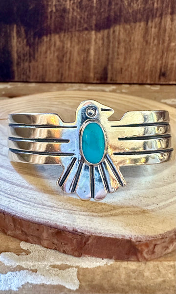BLUE THUNDERBIRD Sterling Silver & Turquoise Large Cuff