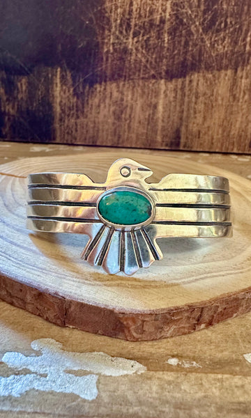 SOARIN' THUNDERBIRD Sterling Silver & Turquoise Large Cuff