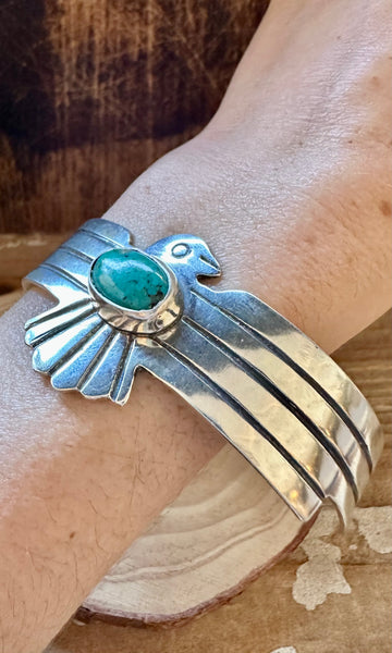 SOARIN' THUNDERBIRD Sterling Silver & Turquoise Large Cuff
