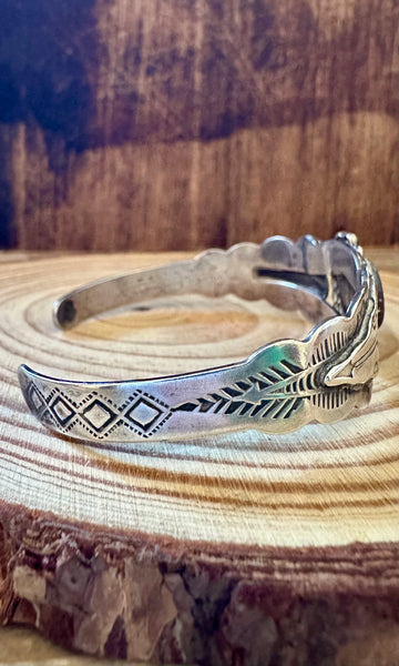 TWIN ARROWHEADS Black Stone and Coin Silver Cuff