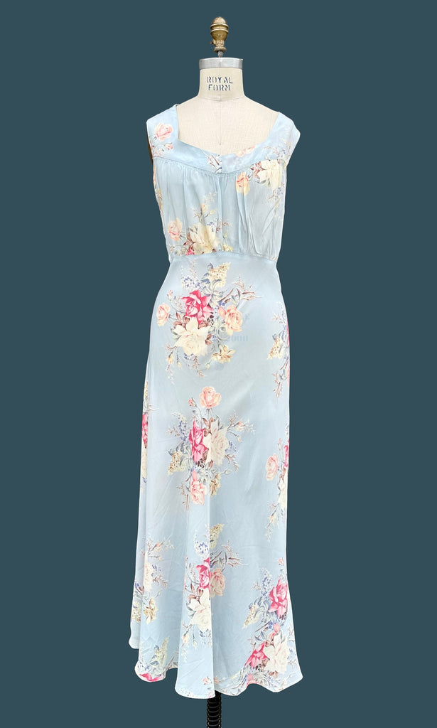 RADCLIFFE 40s Floral Bias Cut Slip Dress • X Large – Love Street Vintage