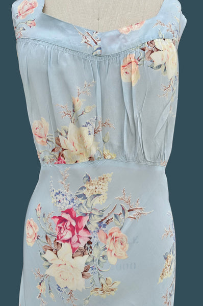 RADCLIFFE FLORAL Bias Cut 40s Slip Dress • Large