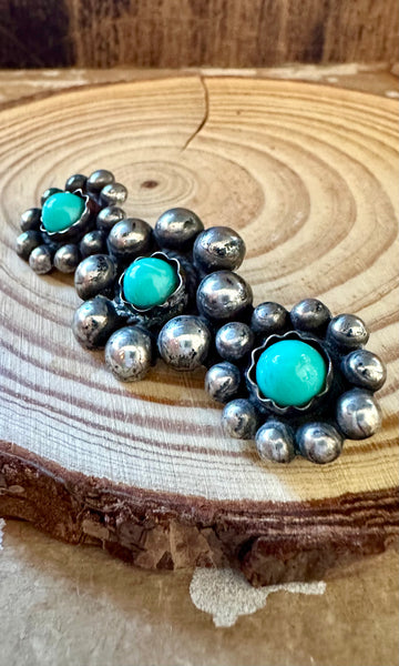 THREE BLUE FLOWERS Vintage 30s Brooch
