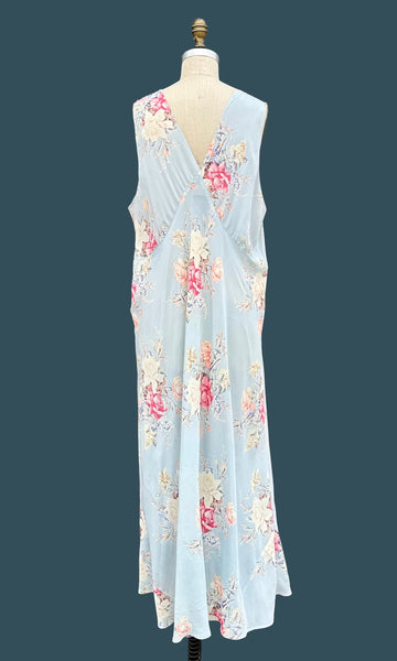RADCLIFFE FLORAL Bias Cut 40s Slip Dress • Large