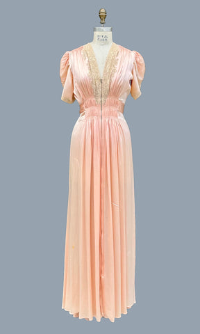 CHANTILLY LACE PEIGNOIR 40s Dress • Medium