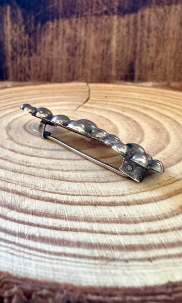 THREE SILVER Flowers Vintage 30s Silver Bar Pin