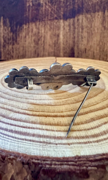 THREE SILVER Flowers Vintage 30s Silver Bar Pin