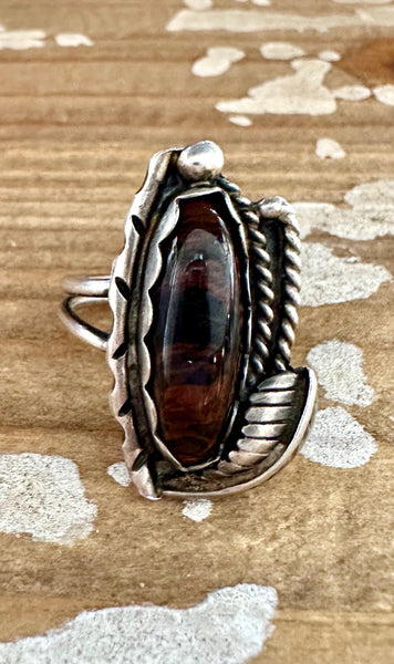 DEEP LOVE Handmade Large Oval Ring Sterling Silver, Mahogany Obsidian • Size 7