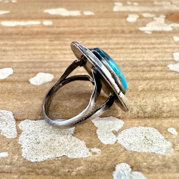 OCEAN VIEW Sterling Silver & Turquoise Ring, Native American Style Jewelry • Size 7