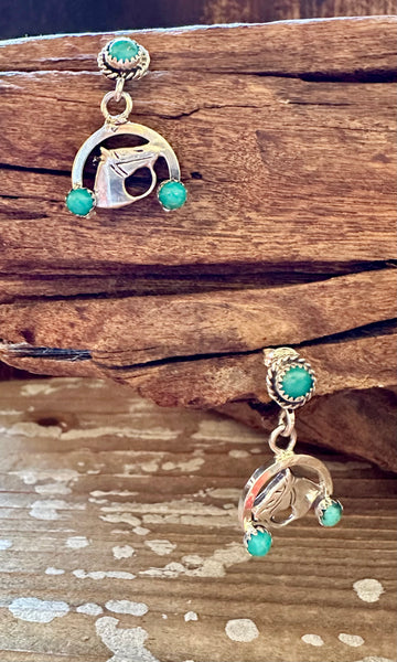 HORSE ROUND UP Sterling Silver & Turquoise Stud Earrings
