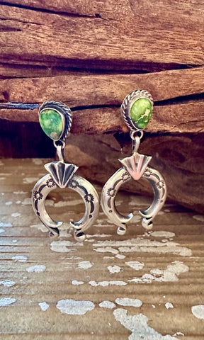 ADRIENNE GORDAN NAJA Sterling Silver & Turquoise Stud Earrings