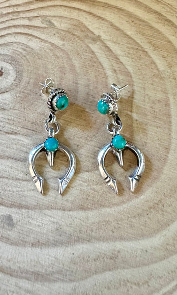 SMALL HORSESHOE NAJA Turquoise & Sterling Silver Stud Earrings