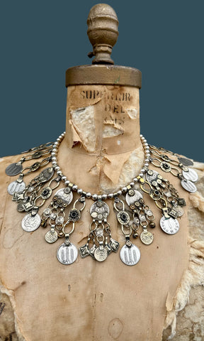 AFGHAN COIN NECKLACE Vintage Mixed Metal