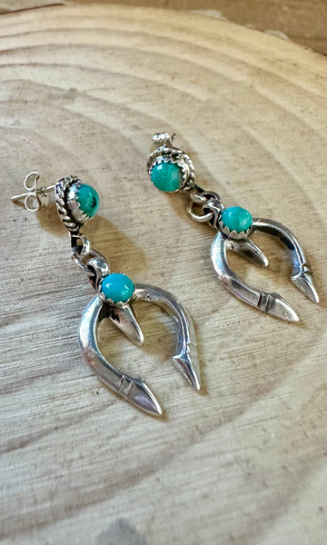 SMALL HORSESHOE NAJA Turquoise & Sterling Silver Stud Earrings