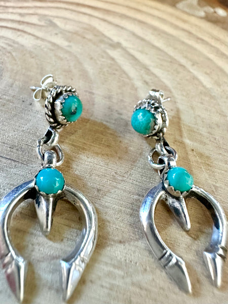 SMALL HORSESHOE NAJA Turquoise & Sterling Silver Stud Earrings