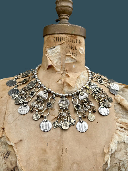 AFGHAN COIN NECKLACE Vintage Mixed Metal
