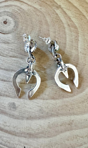 SMALL HORSESHOE NAJA Turquoise & Sterling Silver Stud Earrings