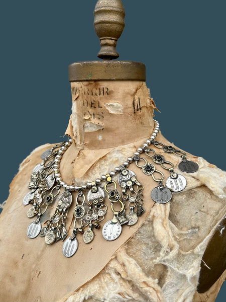 AFGHAN COIN NECKLACE Vintage Mixed Metal