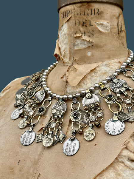 AFGHAN COIN NECKLACE Vintage Mixed Metal