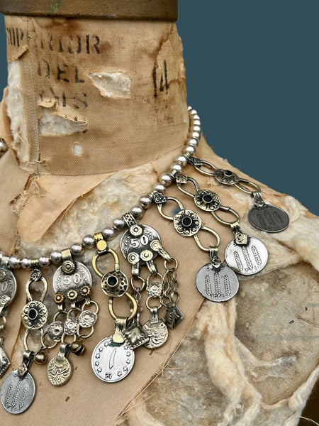 AFGHAN COIN NECKLACE Vintage Mixed Metal