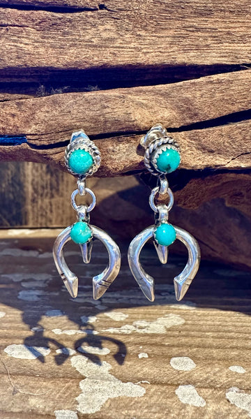 SMALL HORSESHOE NAJA Turquoise & Sterling Silver Stud Earrings