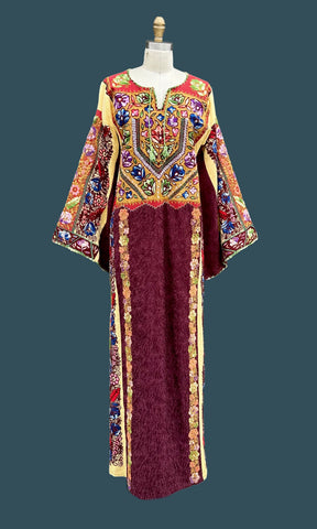 PALESTINIAN THOBE 70s Kaftan Dress • Large