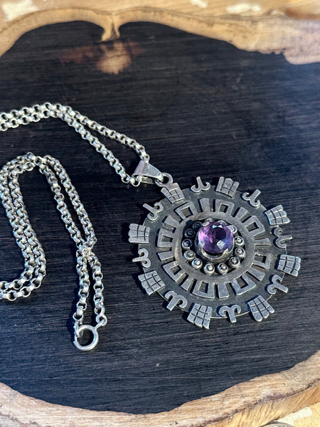 TAXCO DREAM Mexican Handmade Sterling Silver & Amethyst Stone Necklace Pendant