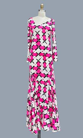 VALDITEVERE Vintage 70s Italian Maxi Dress • Medium