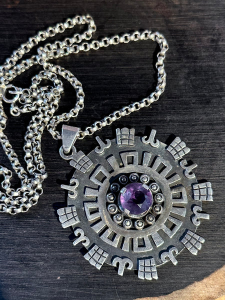 TAXCO DREAM Mexican Handmade Sterling Silver & Amethyst Stone Necklace Pendant